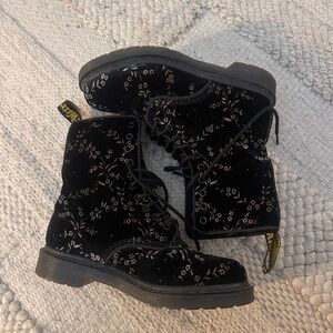 Doc Martens | Dr. Martens Black Velvet Avery Floral Rare Lace Up Boots